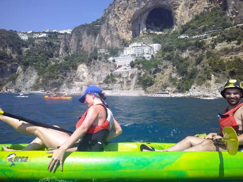 Amalfi Coast: Kayak & Snorkeling tour, sea caves and beach - Atrani Beach Break: Snorkeling in Clear Water and Getting Your Breath Back