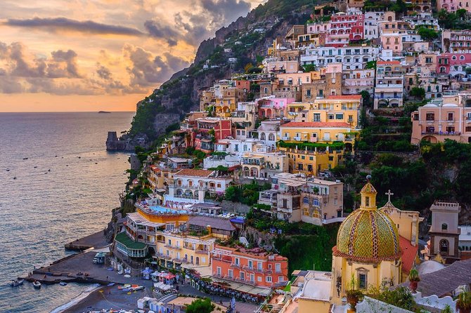 Private Day Tour: Sorrento, Positano, Amalfi, Ravello from Naples - Stop 2, Positano: pastel houses, Santa Maria Assunta, and crowded stairs