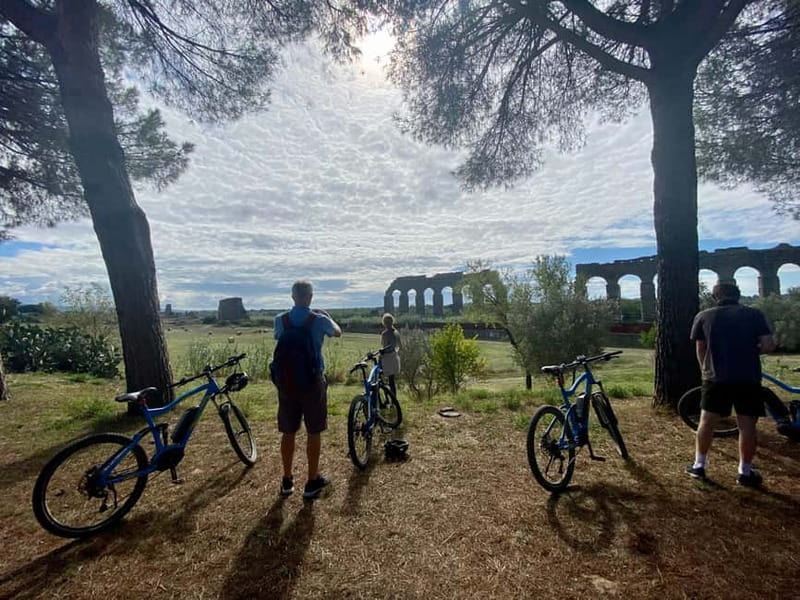 Rome:Appian Way E-bike Tour with Catacombs, Aqueducts & Food - Parco degli Acquedotti: aqueduct remnants you can actually ride past