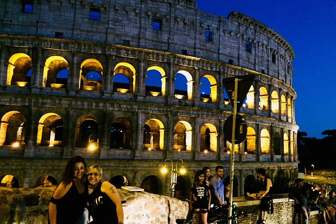 Rome by Night - Ebike Small Group Tour - Food and Wine (Option) - Colosseum terrace finish: Amphitheater Flavius at night