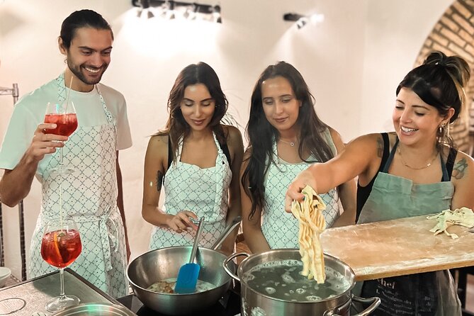 Rome Tipsy Cooking Class: Make Pasta and Mix 3 Spritz Cocktails - The spritz schedule: Aperol to meet, Hugo mid-class, Limoncello to cap it