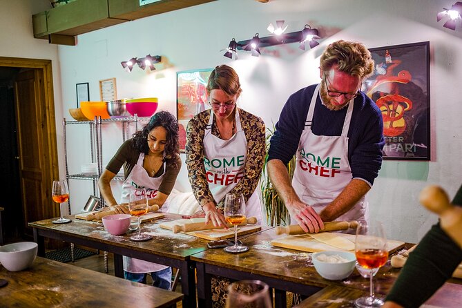 Rome Tipsy Cooking Class: Make Pasta and Mix 3 Spritz Cocktails - Making pasta in Rome, hands-on: rolling, cutting, cooking, then eating