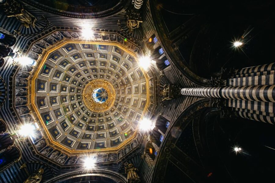 Siena: Siena Cathedral and Piccolomini Library Entry Ticket - Inside Siena Cathedral: the marble floor and the dome above